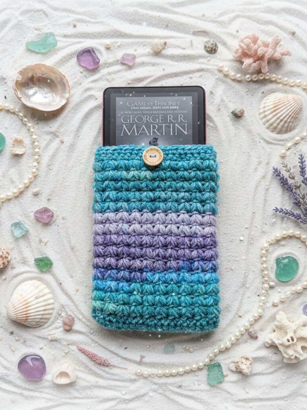 Kindle Paperwhite Sleeve — Mermaid Lagoon Crochet E-Reader & Paperback Cover